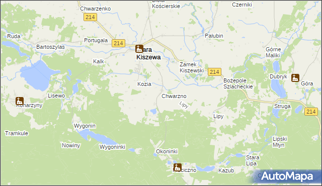 mapa Chwarzno, Chwarzno na mapie Targeo