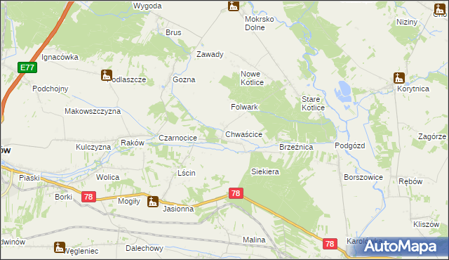 mapa Chwaścice, Chwaścice na mapie Targeo