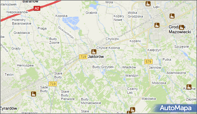 mapa Chylice gmina Jaktorów, Chylice gmina Jaktorów na mapie Targeo