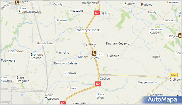 mapa Ciachcin Nowy, Ciachcin Nowy na mapie Targeo