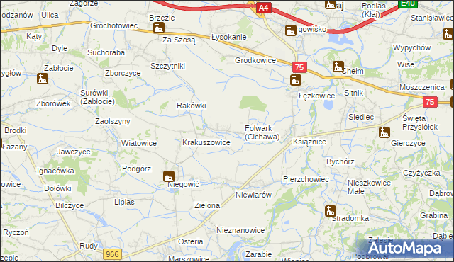 mapa Cichawa, Cichawa na mapie Targeo