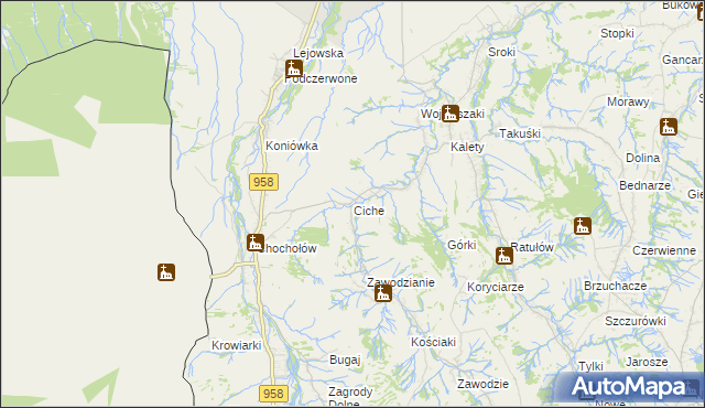 mapa Ciche gmina Czarny Dunajec, Ciche gmina Czarny Dunajec na mapie Targeo