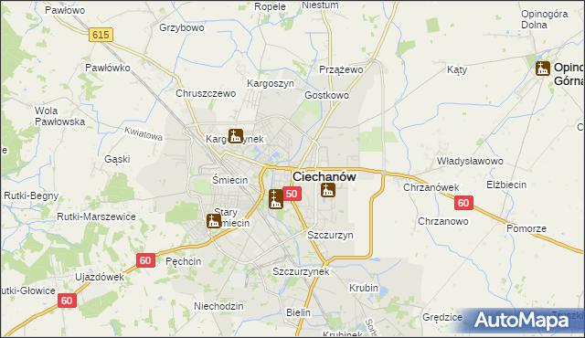 mapa Ciechanów, Ciechanów na mapie Targeo
