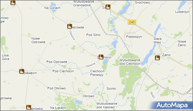 mapa Ciechocin gmina Chojnice, Ciechocin gmina Chojnice na mapie Targeo