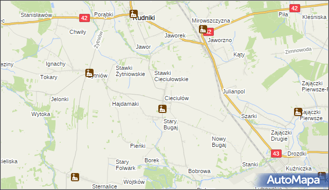 mapa Cieciułów, Cieciułów na mapie Targeo
