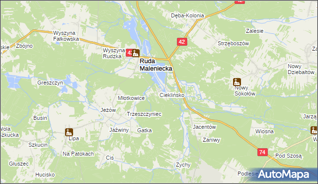 mapa Cieklińsko, Cieklińsko na mapie Targeo