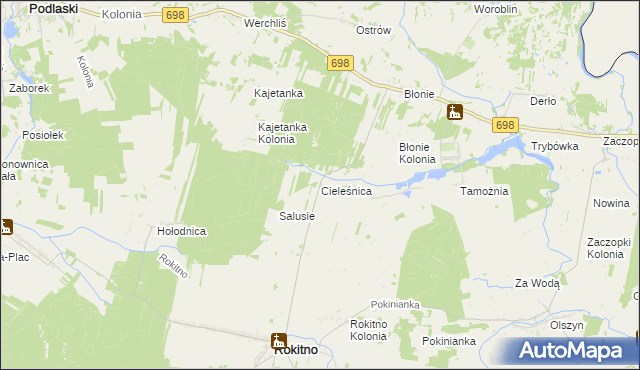 mapa Cieleśnica, Cieleśnica na mapie Targeo