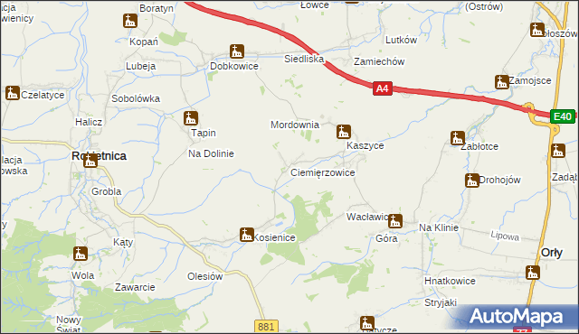 mapa Ciemięrzowice, Ciemięrzowice na mapie Targeo