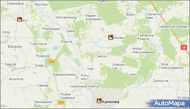mapa Ciemno gmina Kamionka, Ciemno gmina Kamionka na mapie Targeo