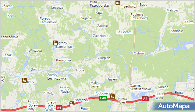 mapa Cierpisz gmina Sędziszów Małopolski, Cierpisz gmina Sędziszów Małopolski na mapie Targeo