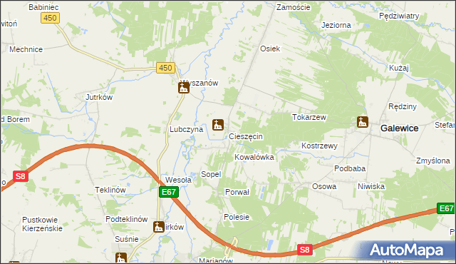 mapa Cieszęcin, Cieszęcin na mapie Targeo