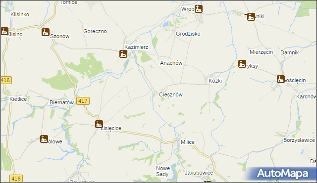 mapa Ciesznów, Ciesznów na mapie Targeo