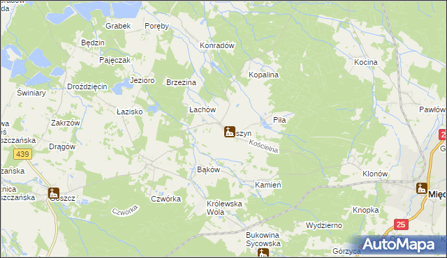 mapa Cieszyn gmina Sośnie, Cieszyn gmina Sośnie na mapie Targeo