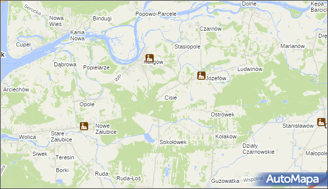 mapa Cisie gmina Dąbrówka, Cisie gmina Dąbrówka na mapie Targeo