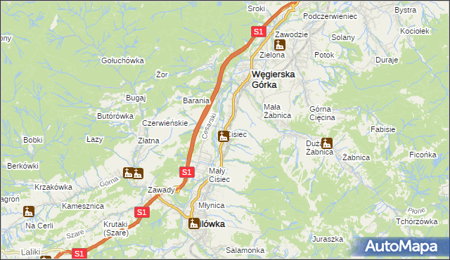 mapa Cisiec, Cisiec na mapie Targeo