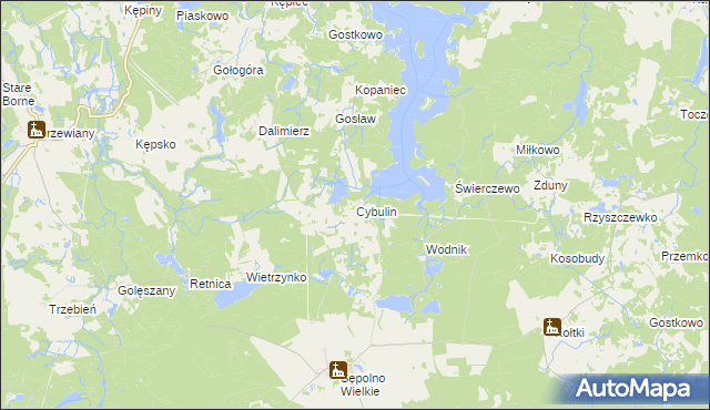 mapa Cybulin gmina Biały Bór, Cybulin gmina Biały Bór na mapie Targeo