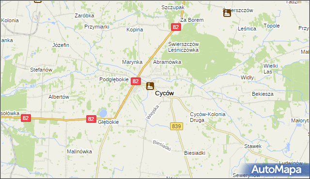 mapa Cyców, Cyców na mapie Targeo