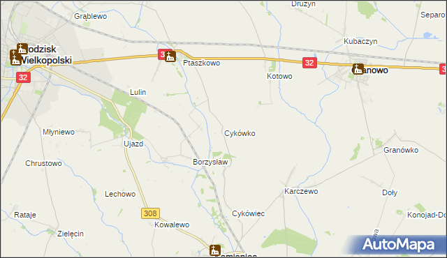 mapa Cykówko, Cykówko na mapie Targeo