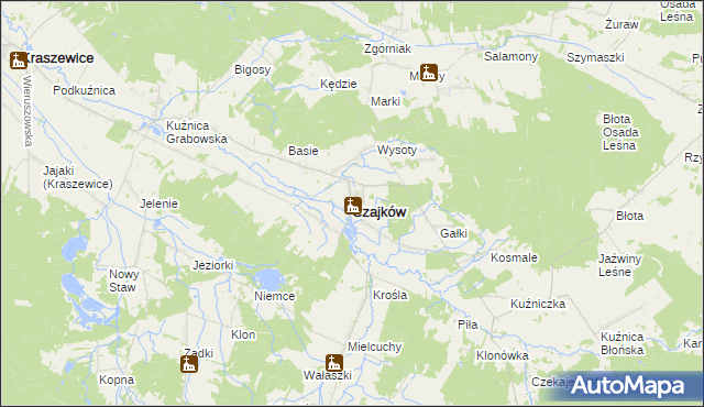 mapa Czajków powiat ostrzeszowski, Czajków powiat ostrzeszowski na mapie Targeo