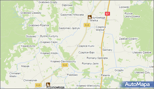 mapa Czaplice-Kurki, Czaplice-Kurki na mapie Targeo