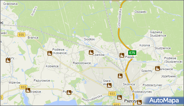 mapa Czarków gmina Pszczyna, Czarków gmina Pszczyna na mapie Targeo