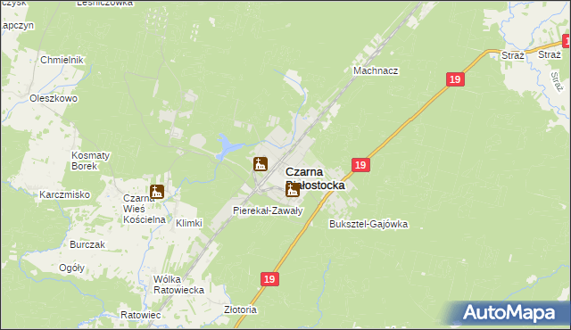 mapa Czarna Białostocka, Czarna Białostocka na mapie Targeo