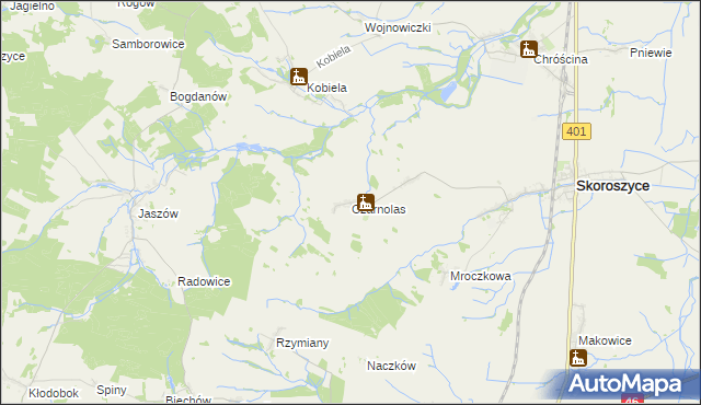 mapa Czarnolas gmina Skoroszyce, Czarnolas gmina Skoroszyce na mapie Targeo