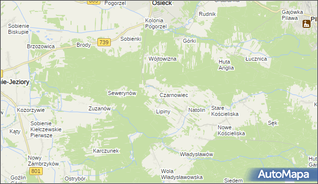 mapa Czarnowiec gmina Osieck, Czarnowiec gmina Osieck na mapie Targeo