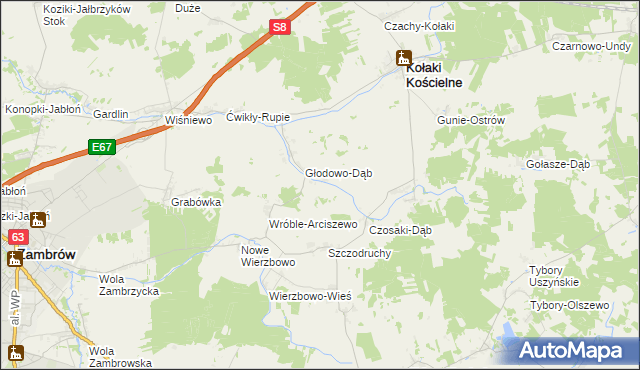 mapa Czarnowo-Dąb, Czarnowo-Dąb na mapie Targeo