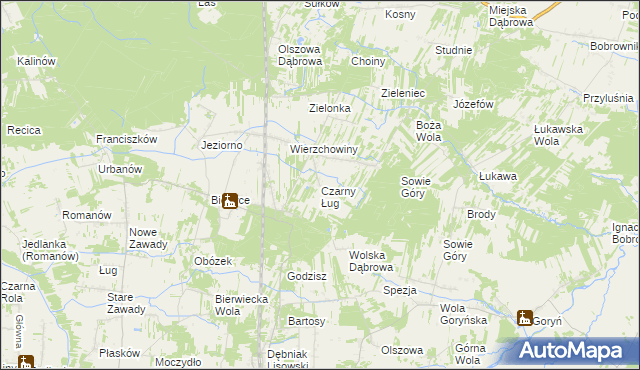 mapa Czarny Ług, Czarny Ług na mapie Targeo