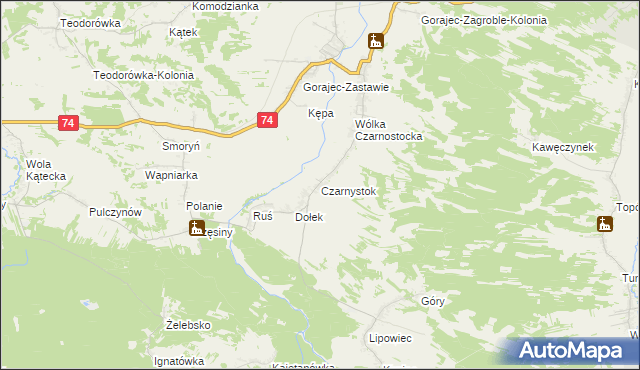 mapa Czarnystok gmina Radecznica, Czarnystok gmina Radecznica na mapie Targeo