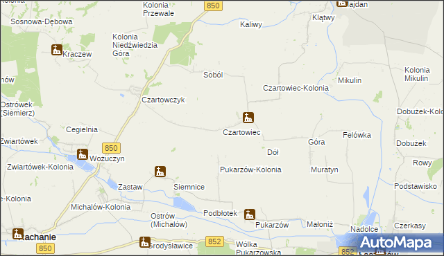 mapa Czartowiec gmina Tyszowce, Czartowiec gmina Tyszowce na mapie Targeo