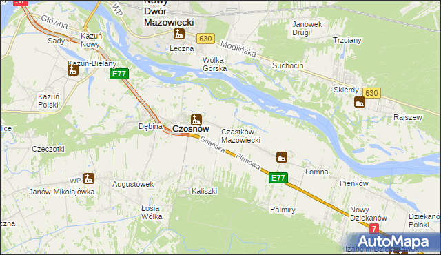 mapa Cząstków Mazowiecki, Cząstków Mazowiecki na mapie Targeo