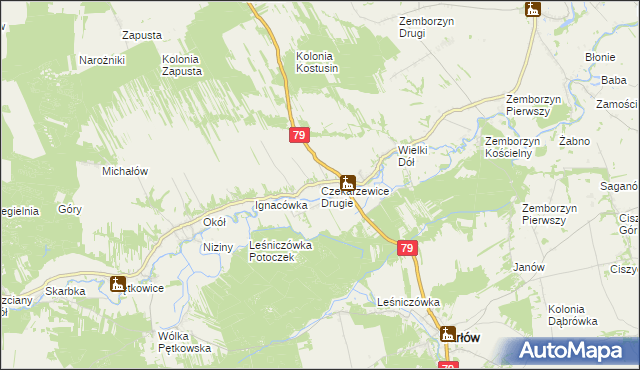 mapa Czekarzewice Drugie, Czekarzewice Drugie na mapie Targeo