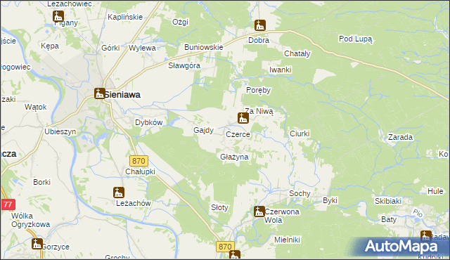 mapa Czerce, Czerce na mapie Targeo