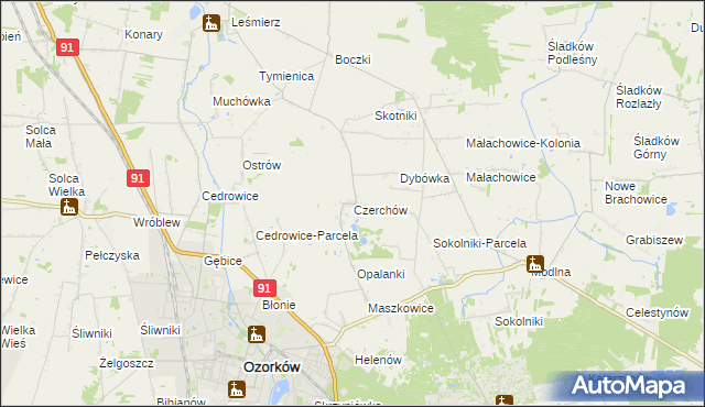 mapa Czerchów, Czerchów na mapie Targeo