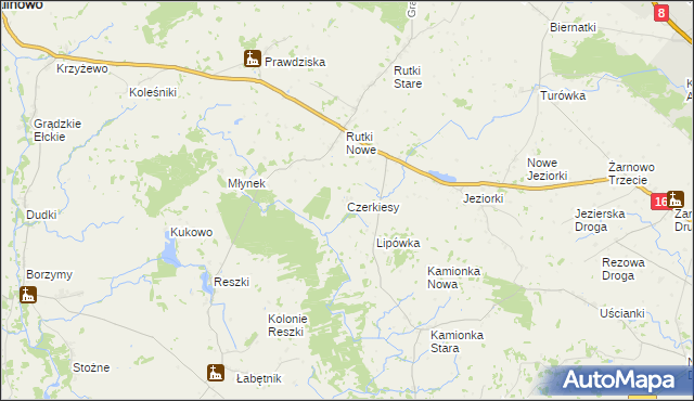 mapa Czerkiesy gmina Augustów, Czerkiesy gmina Augustów na mapie Targeo