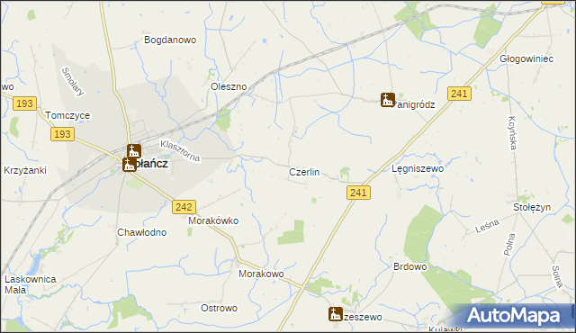 mapa Czerlin gmina Gołańcz, Czerlin gmina Gołańcz na mapie Targeo