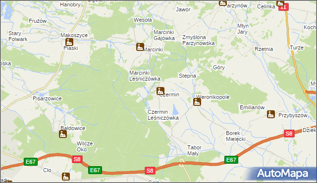 mapa Czermin gmina Bralin, Czermin gmina Bralin na mapie Targeo