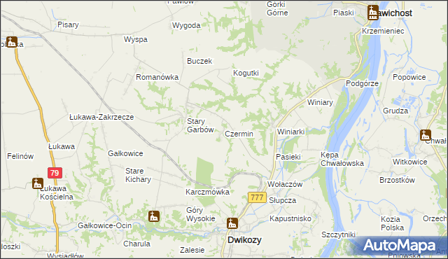 mapa Czermin gmina Dwikozy, Czermin gmina Dwikozy na mapie Targeo