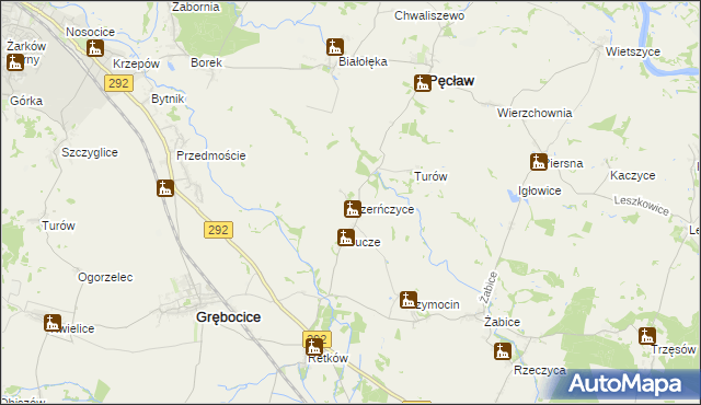 mapa Czerńczyce gmina Grębocice, Czerńczyce gmina Grębocice na mapie Targeo