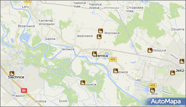 mapa Czernica powiat wrocławski, Czernica powiat wrocławski na mapie Targeo