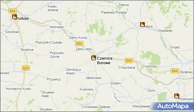 mapa Czernice Borowe, Czernice Borowe na mapie Targeo