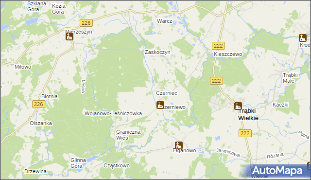 mapa Czerniec gmina Trąbki Wielkie, Czerniec gmina Trąbki Wielkie na mapie Targeo