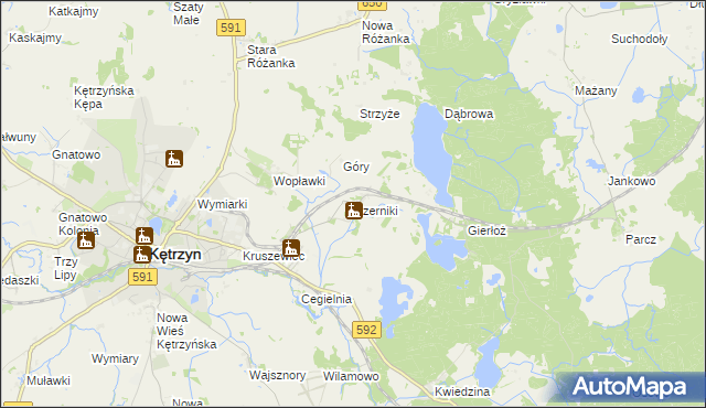 mapa Czerniki gmina Kętrzyn, Czerniki gmina Kętrzyn na mapie Targeo