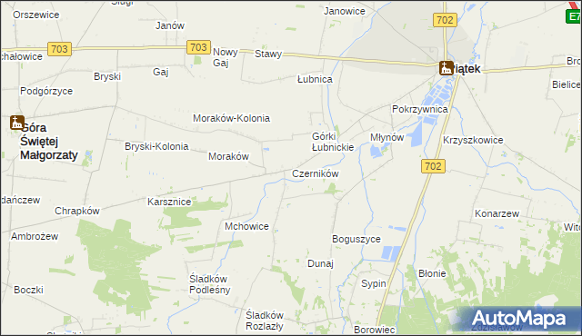 mapa Czerników gmina Piątek, Czerników gmina Piątek na mapie Targeo