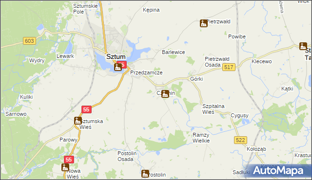 mapa Czernin gmina Sztum, Czernin gmina Sztum na mapie Targeo