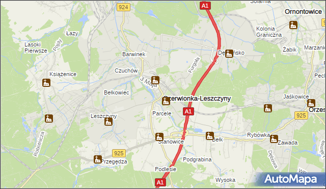 mapa Czerwionka-Leszczyny, Czerwionka-Leszczyny na mapie Targeo