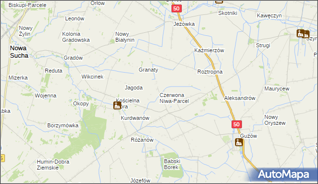 mapa Czerwona Niwa-Parcel, Czerwona Niwa-Parcel na mapie Targeo