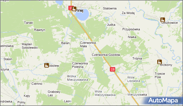 mapa Czerwonka-Gozdów, Czerwonka-Gozdów na mapie Targeo